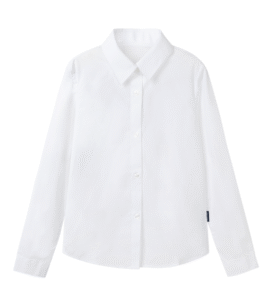 British Academy Girls’ Polar White Wrinkle-Resistant Long-Sleeved Shirt