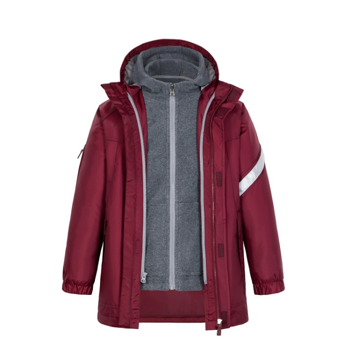 British Academy Detachable Jacket-Wine Red/Grey