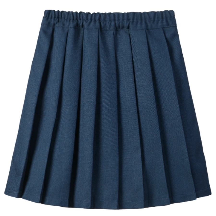 British-Inspired Girls’ Pleated Skirt-Navy Blue