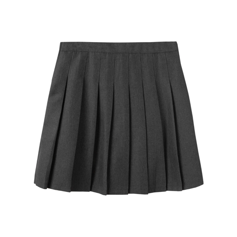 British-Inspired Girls’ Pleated Skirt-Dark Gray