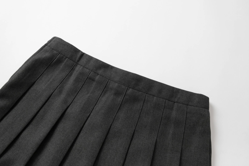 British-Inspired Girls’ Pleated Skirt-Dark Gray