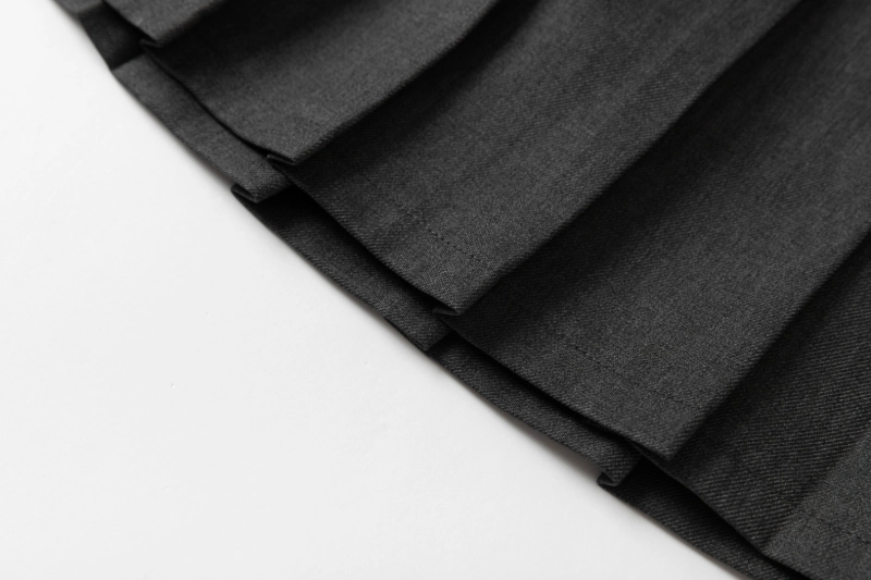 British-Inspired Girls’ Pleated Skirt-Dark Gray